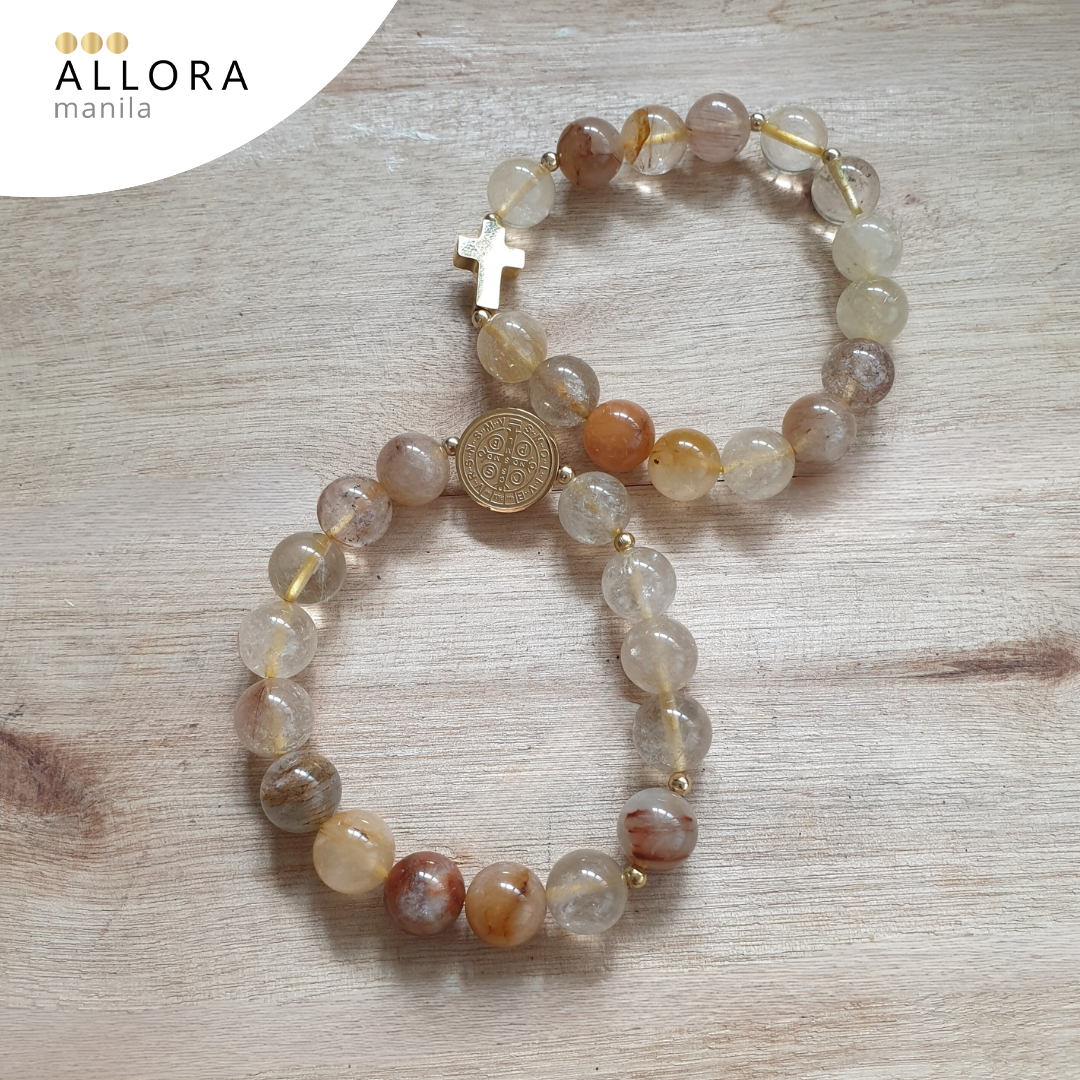 Mix Rutilated Quartz Rosary Bracelet