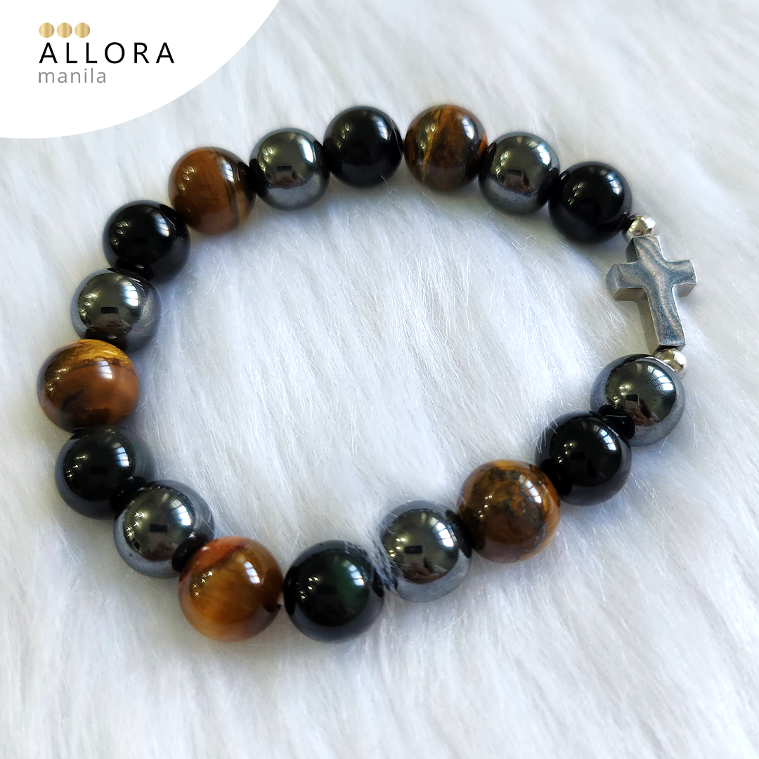 Obsidian, Tiger's Eye, Hematite / Stretch Bracelet