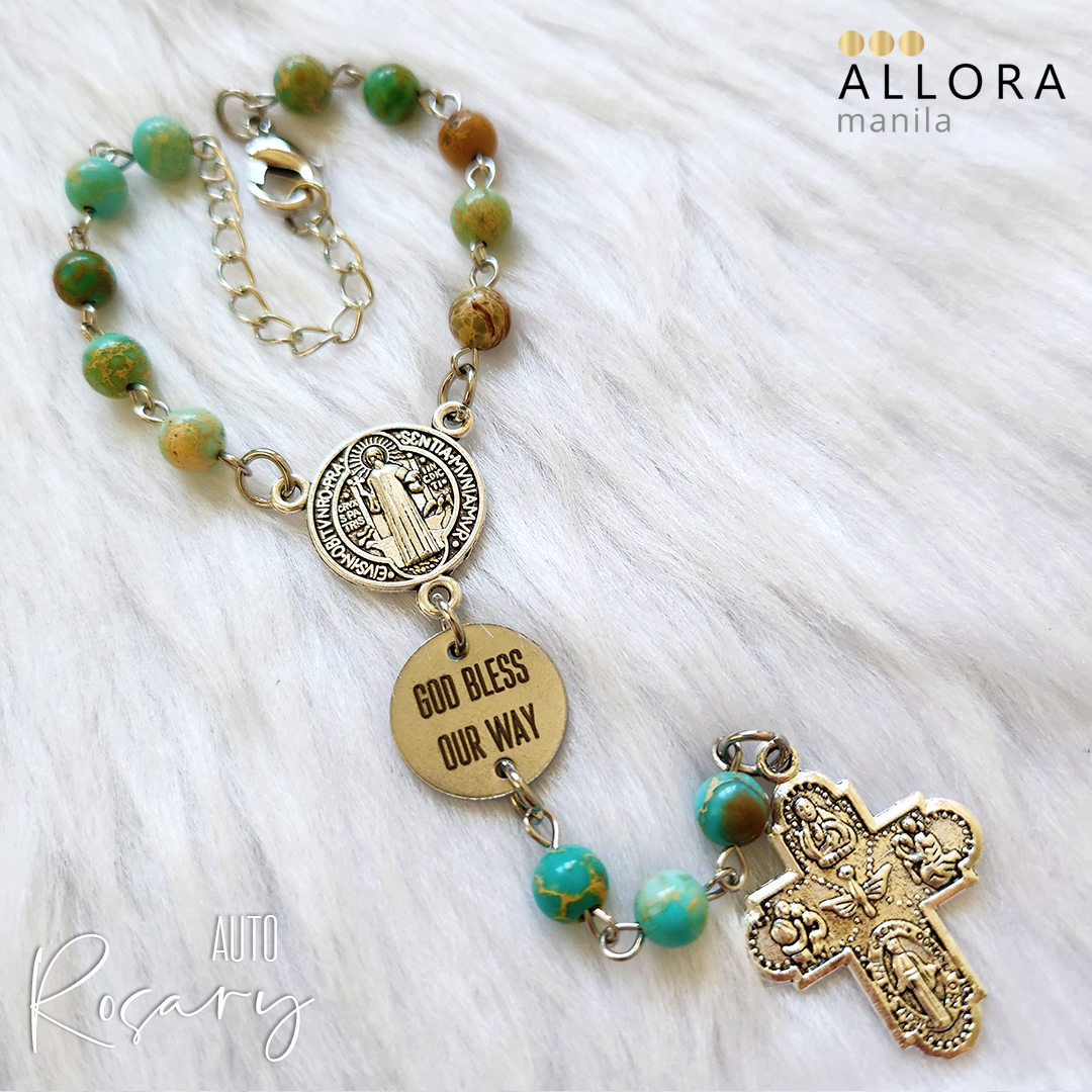 Auto Rosary / Stones / 4 way Cross