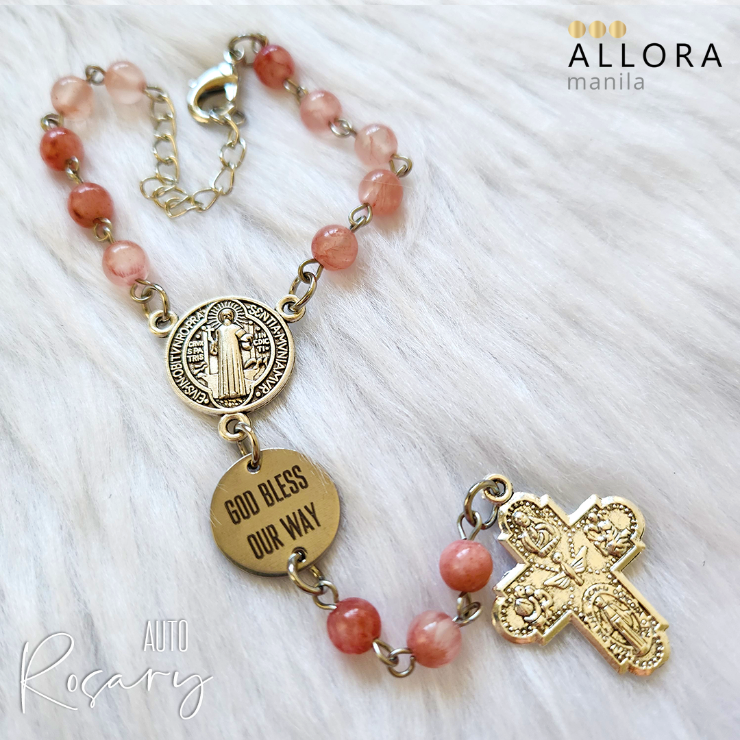 Auto Rosary / Stones / 4 way Cross