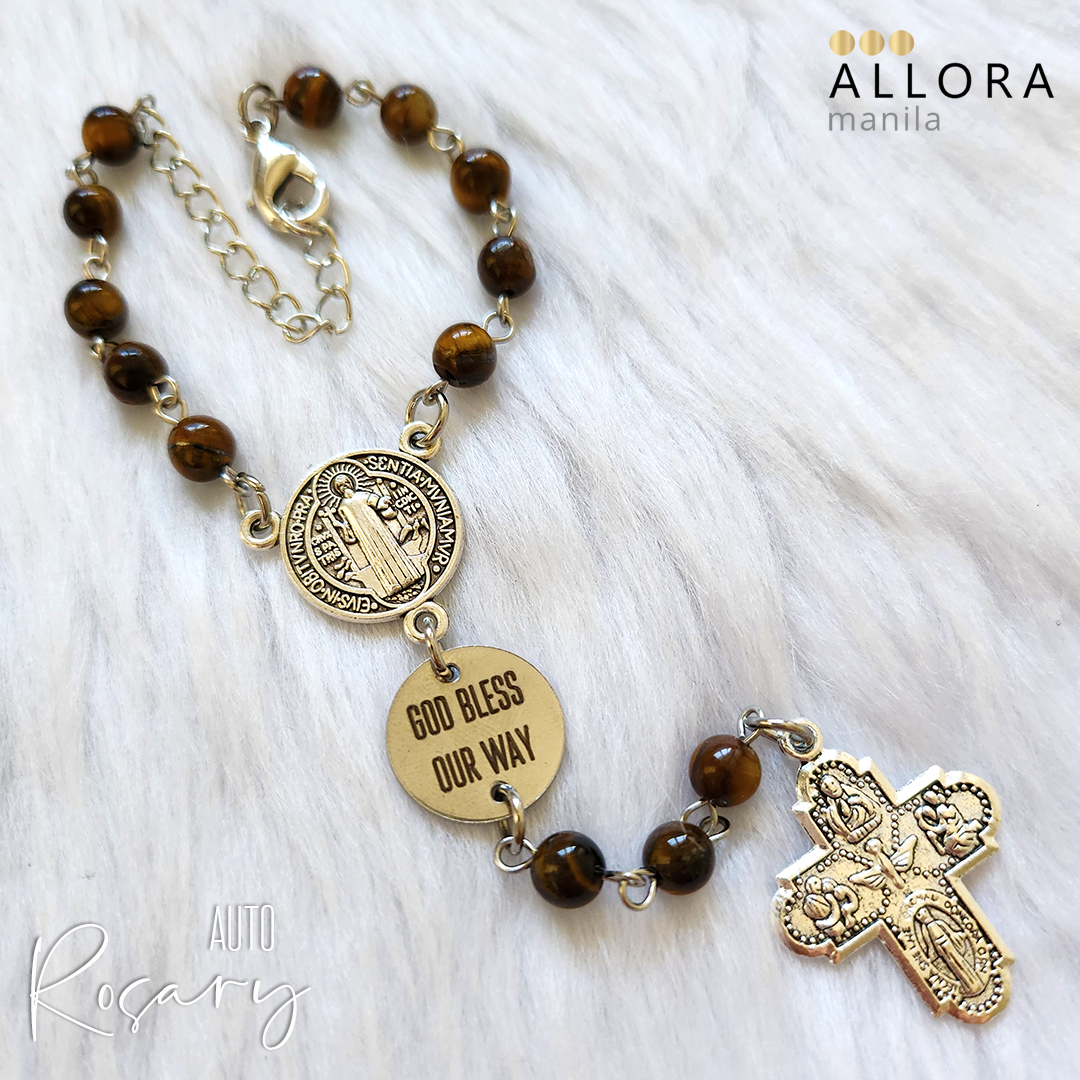 Auto Rosary / Stones / 4 way Cross